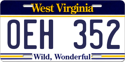 WV license plate OEH352