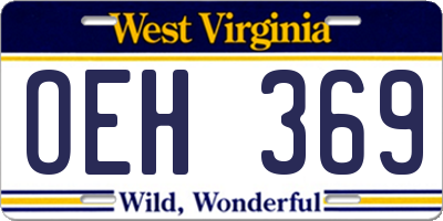 WV license plate OEH369