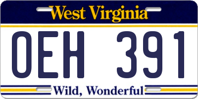 WV license plate OEH391