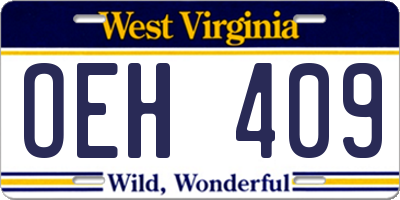 WV license plate OEH409