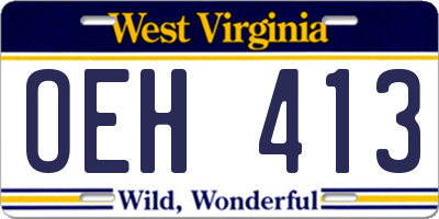 WV license plate OEH413