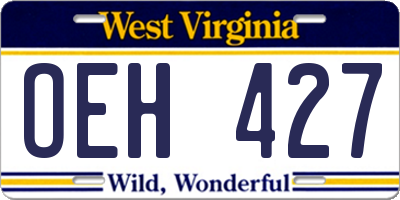 WV license plate OEH427