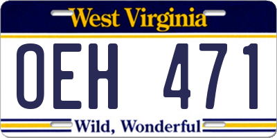 WV license plate OEH471