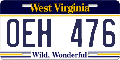 WV license plate OEH476