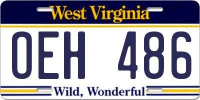 WV license plate OEH486