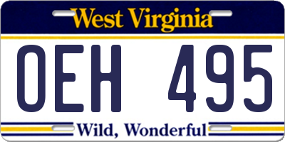 WV license plate OEH495