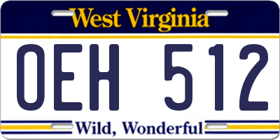 WV license plate OEH512