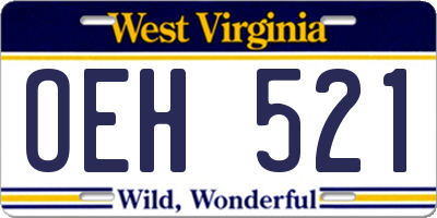 WV license plate OEH521