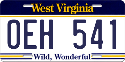 WV license plate OEH541