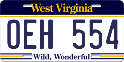 WV license plate OEH554