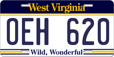 WV license plate OEH620
