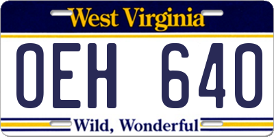 WV license plate OEH640