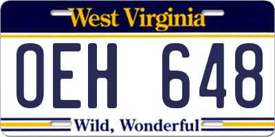 WV license plate OEH648