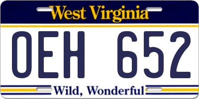 WV license plate OEH652