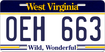 WV license plate OEH663