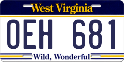 WV license plate OEH681