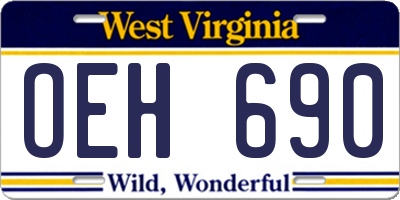 WV license plate OEH690