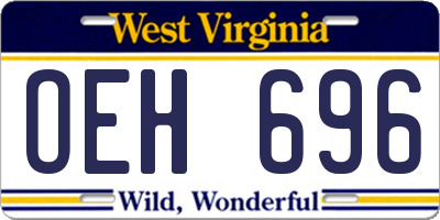WV license plate OEH696
