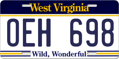 WV license plate OEH698
