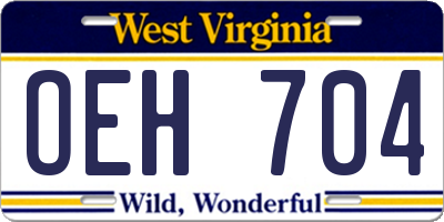 WV license plate OEH704