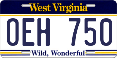 WV license plate OEH750