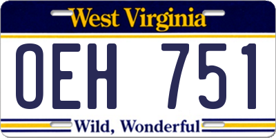 WV license plate OEH751