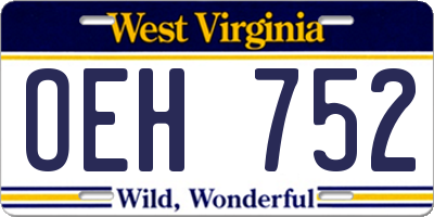 WV license plate OEH752