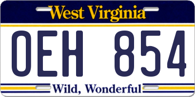 WV license plate OEH854
