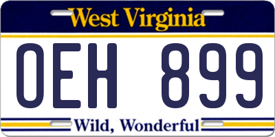 WV license plate OEH899