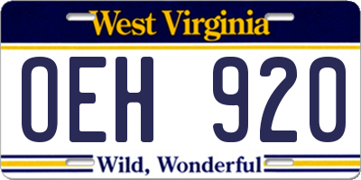 WV license plate OEH920