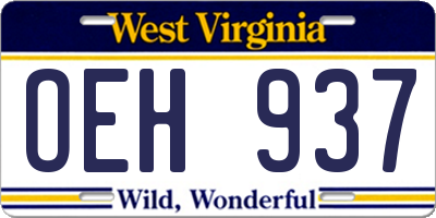 WV license plate OEH937