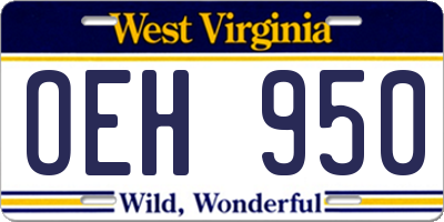 WV license plate OEH950