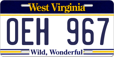 WV license plate OEH967