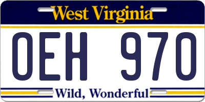 WV license plate OEH970