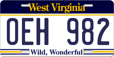 WV license plate OEH982