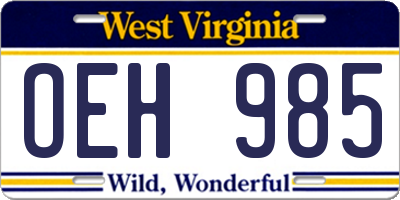 WV license plate OEH985