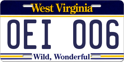 WV license plate OEI006