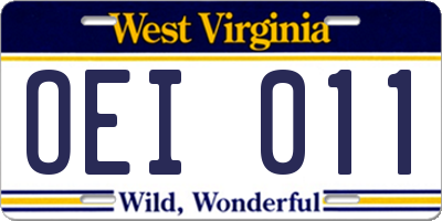 WV license plate OEI011