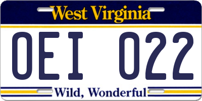 WV license plate OEI022