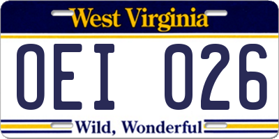 WV license plate OEI026