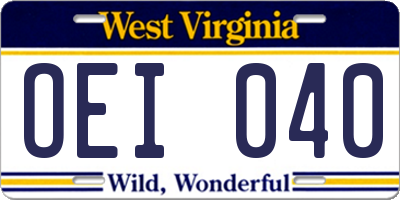 WV license plate OEI040