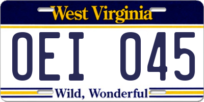WV license plate OEI045
