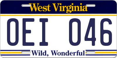 WV license plate OEI046