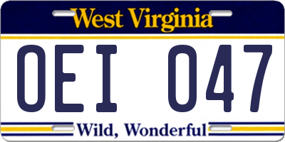 WV license plate OEI047