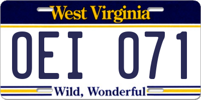 WV license plate OEI071