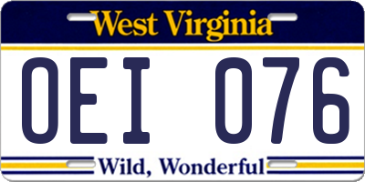 WV license plate OEI076