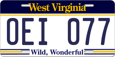 WV license plate OEI077