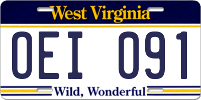 WV license plate OEI091