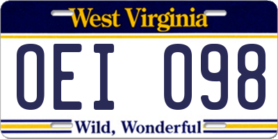 WV license plate OEI098