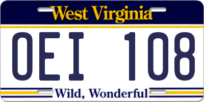 WV license plate OEI108